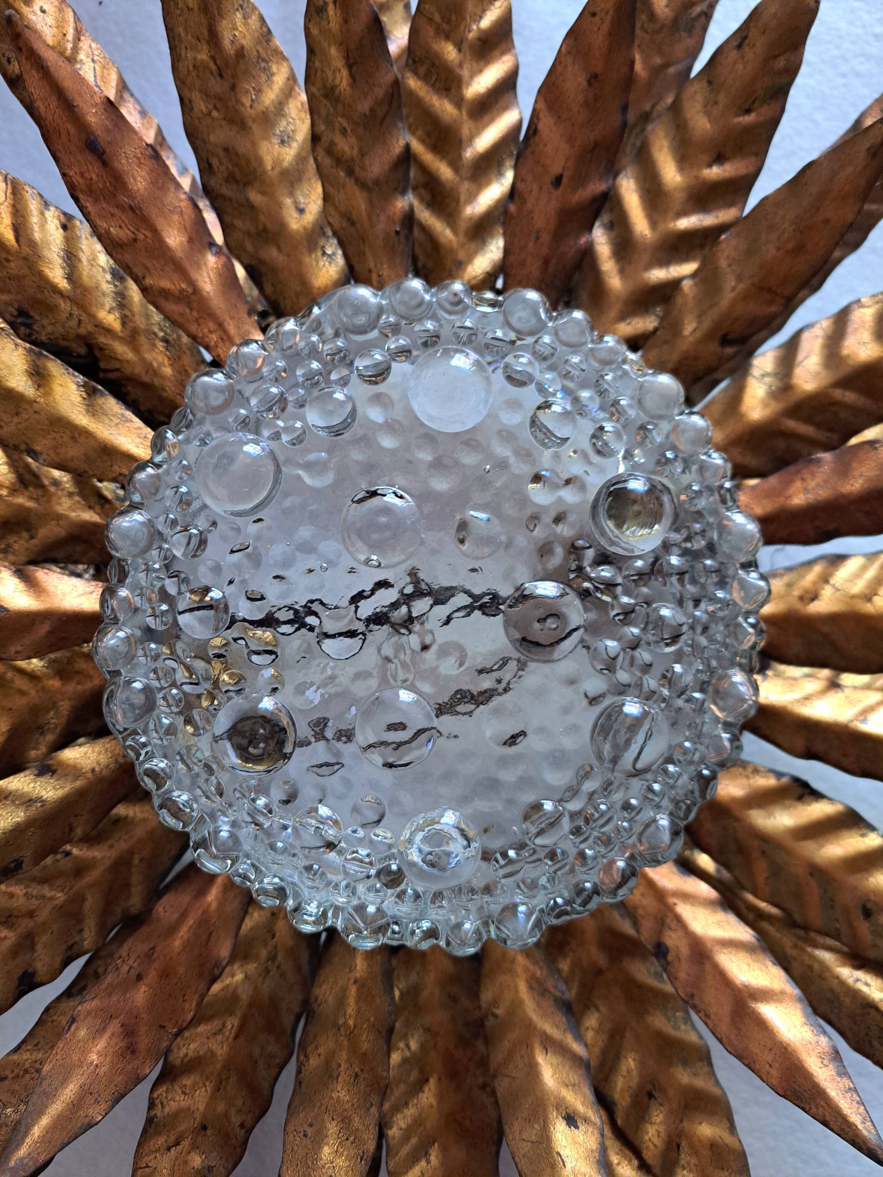 Gilded metal ceiling lamp 60s