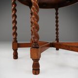 Solid Oak Carved and Turned Side Table, France, ca. 1890