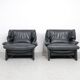 Cassina Portovenere set leather lounge chairs with ottoman