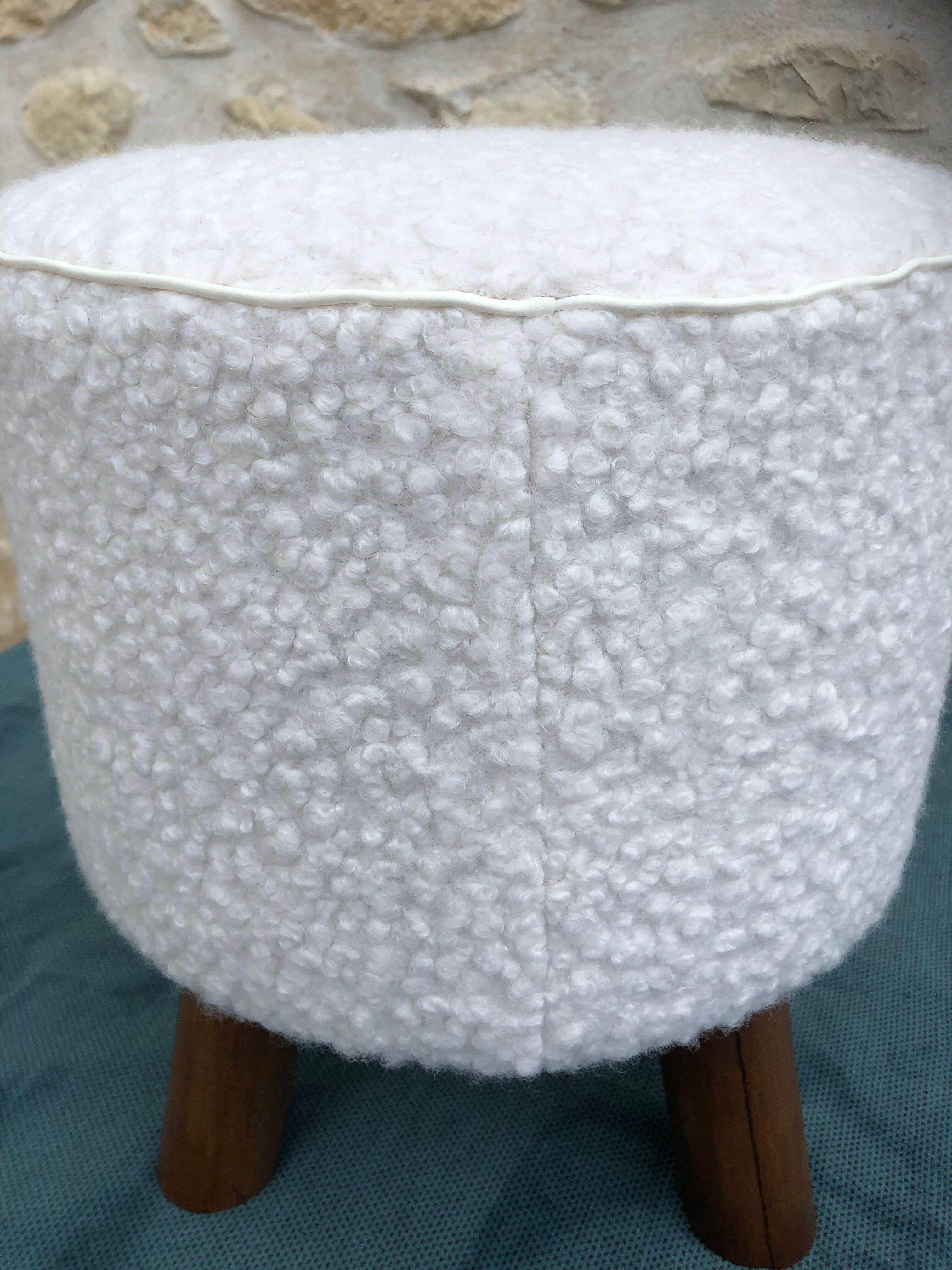 Round pouf retro loop ecru