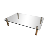 Table verre et laiton ou bronze