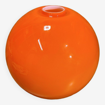 Large orange and white opaline globe, 70's, vintage, space age, pop