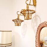 Pair of rattan wall lights