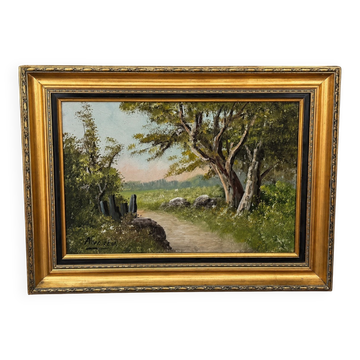 Countryside landscape – Oil on panel signed Anderson