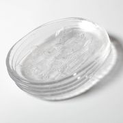 Set of 4 Vintage Kosta Boda Glass Oval Dinner Fish Plates / Sweden / 1970s