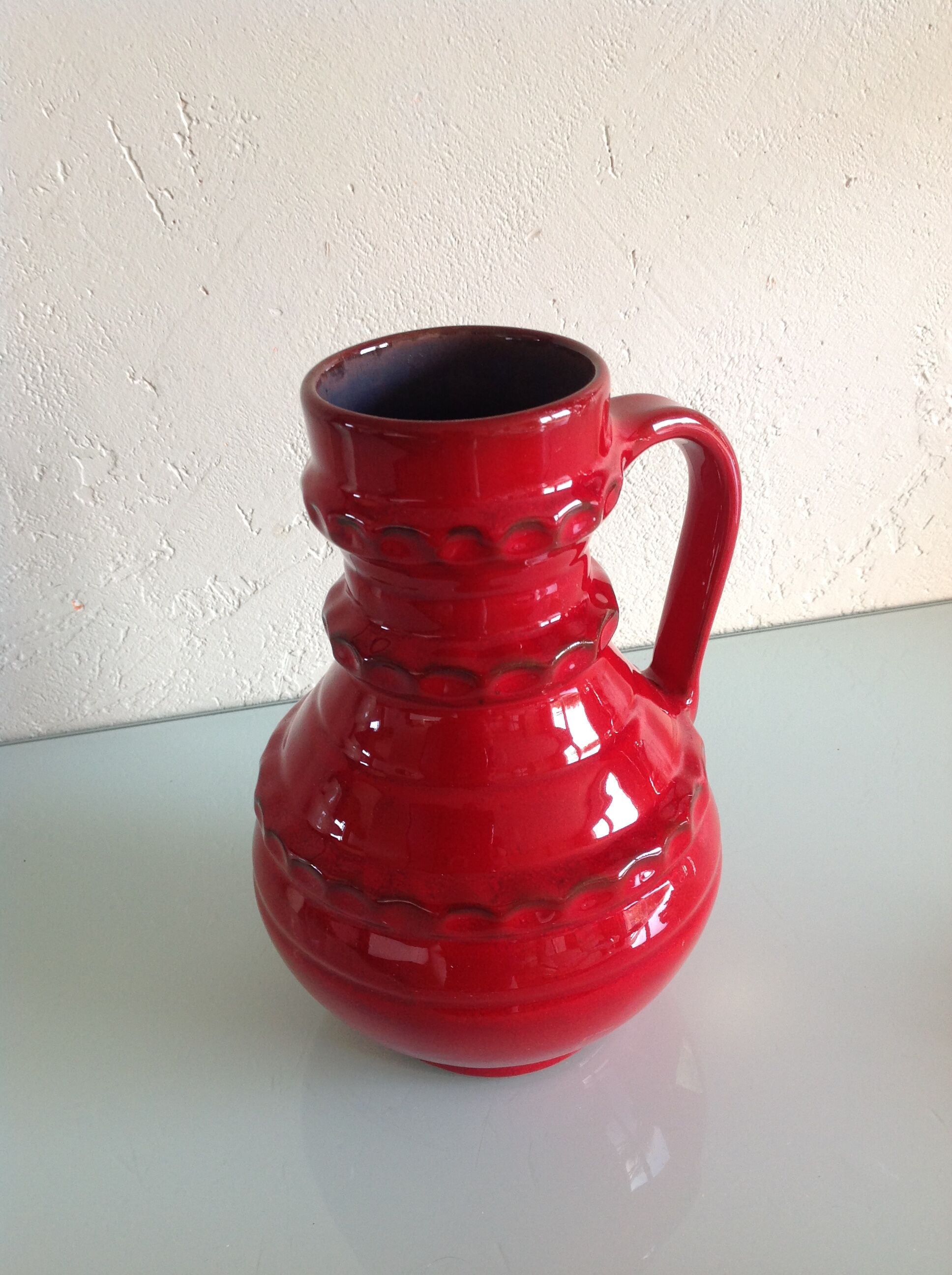 Fat Lava red ceramic vase by Pfortner Keramik / vintage 60s-70s