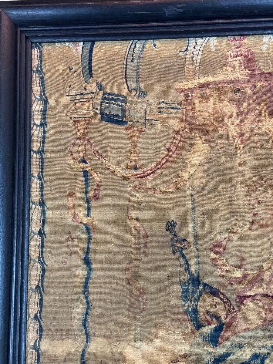 Wool And Silk Tapestry, Young Woman Under A Canopy, 18th Century