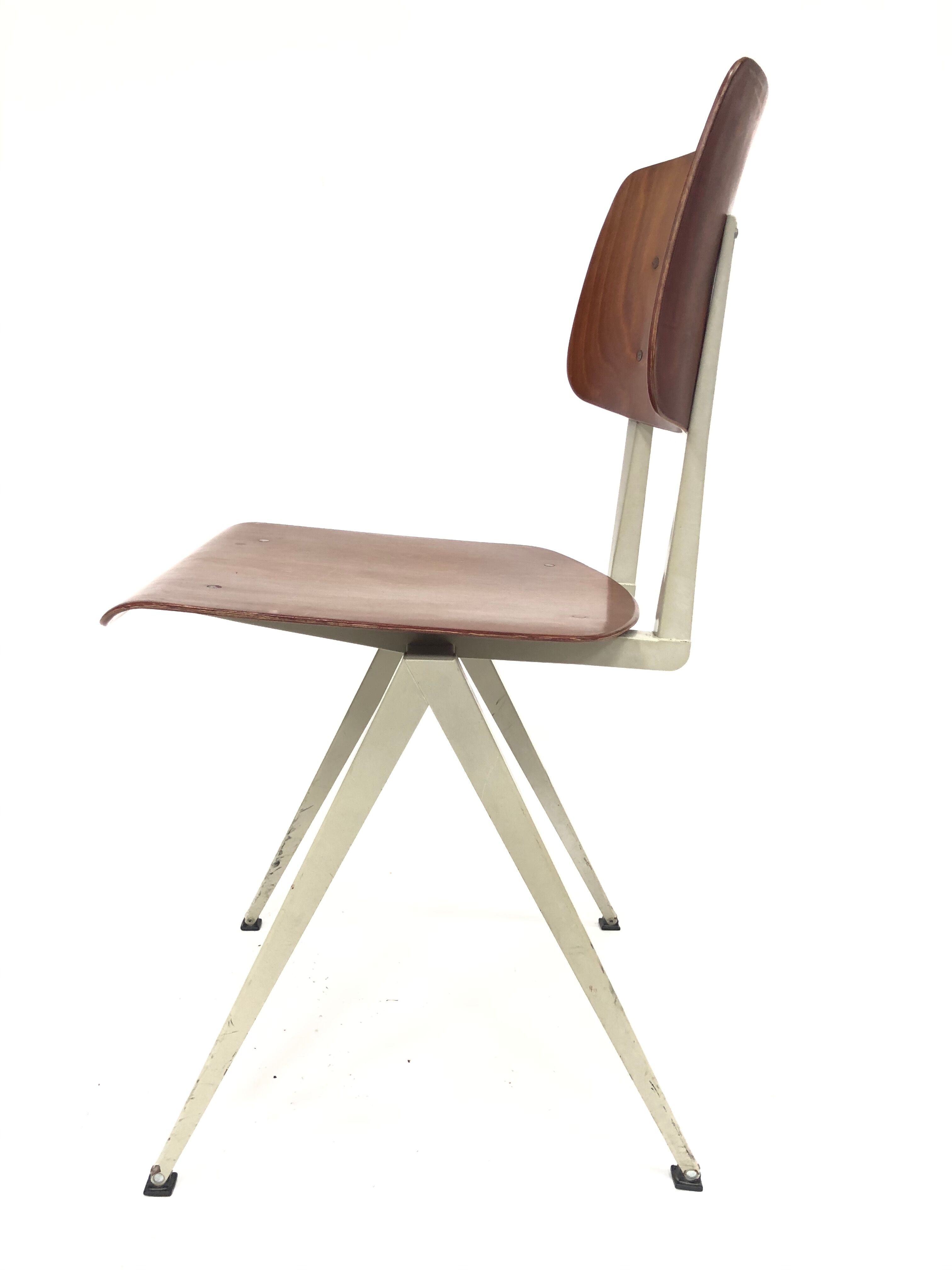 Lot of 4 vintage school chairs Galvanitas S16 Netherlands