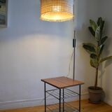 Vintage modernist reading floor lamp with table Poland 1960