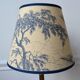 Jouy fabric lampshade, blue, tree pattern, leaves
