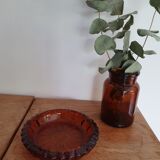 Amber glass ashtray
