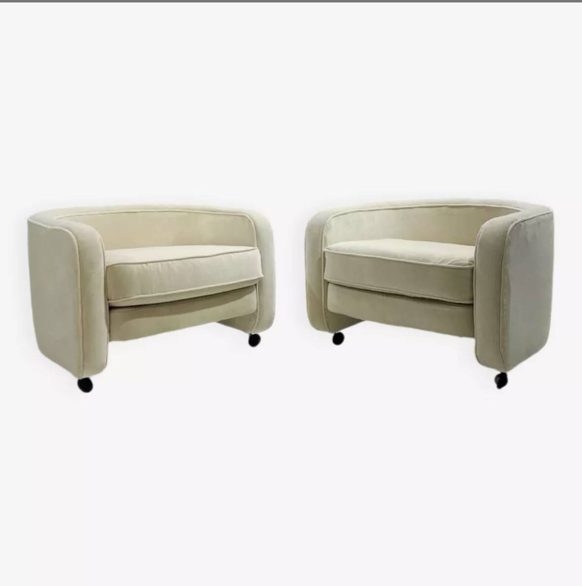Mid-Century Modern Italian Armchairs on casters, 1970s (3 available)