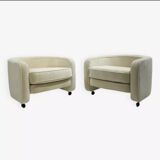 Mid-Century Modern Italian Armchairs on casters, 1970s (3 available)