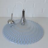 Vintage Trumpet Pendant Lamp Meblo Blue Plastic Hanging Light 1970's