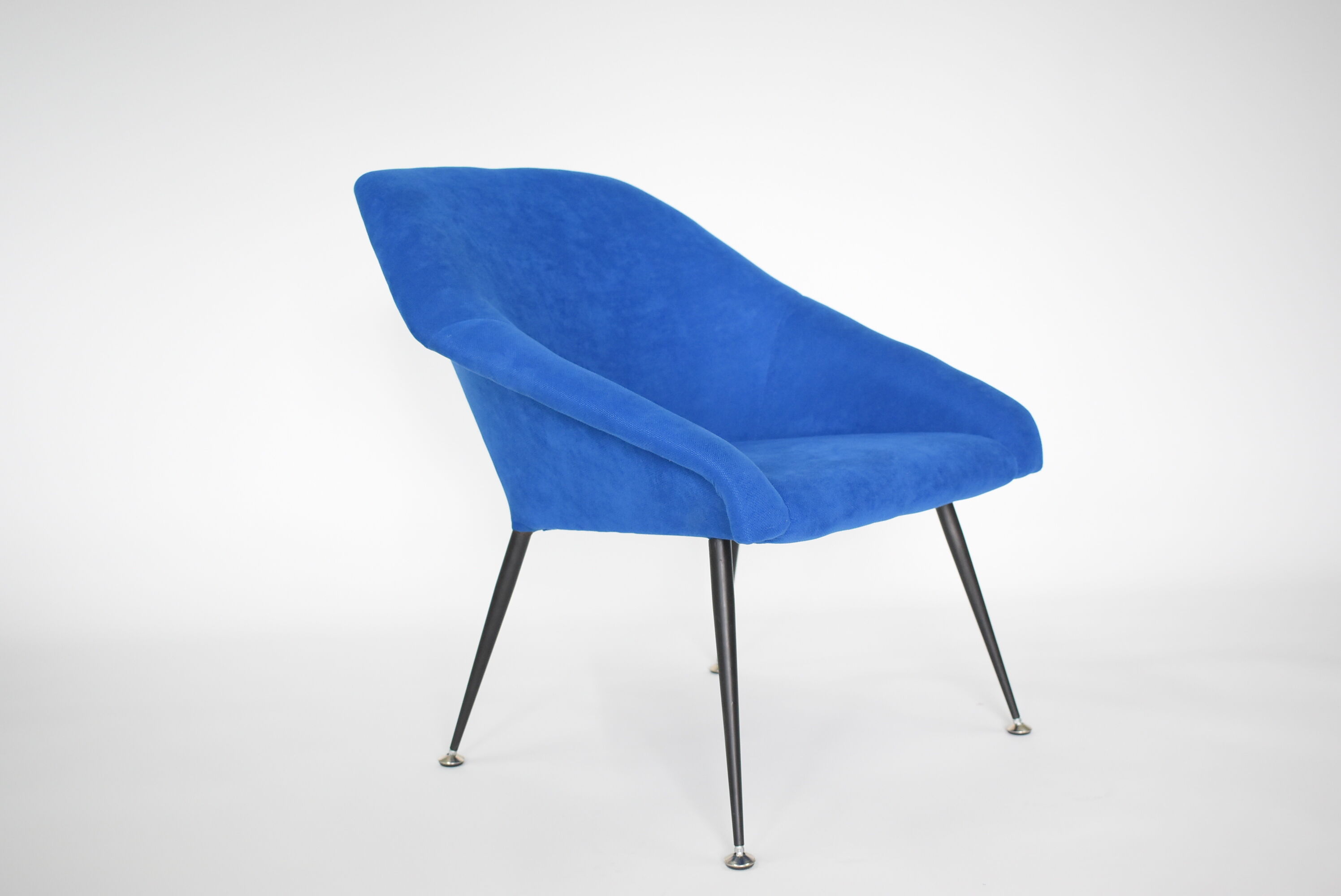 Vintage polish armchair shell, fully renovated, 1960s, fabric, chrome