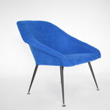 Vintage polish armchair shell, fully renovated, 1960s, fabric, chrome