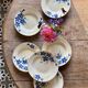 Set of 6 old-fashioned soup plates with blueberry decorations