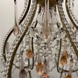 Large Crystal Beaded Pink Murano Glass Chandelier