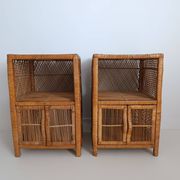 Pair of vintage rattan bedside tables