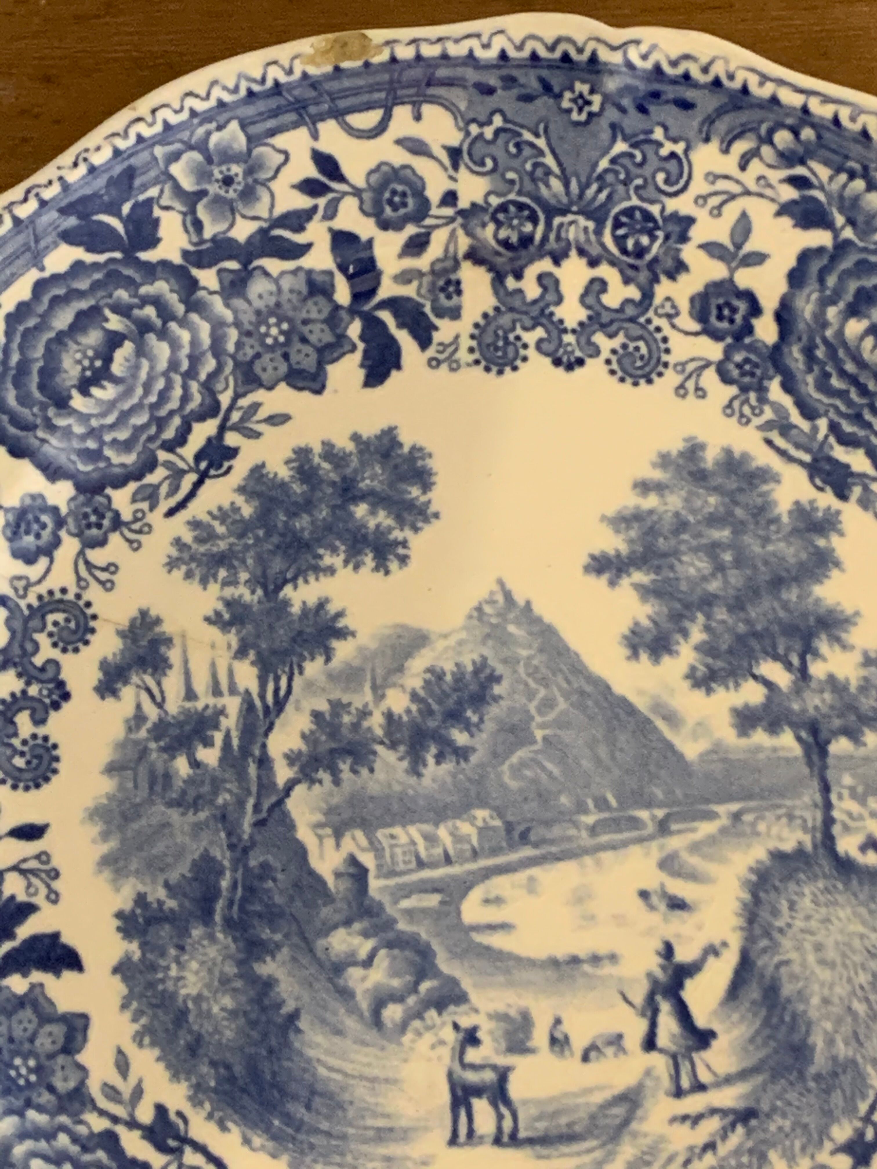 10 old blue earthenware dessert plates Burgenland Villeroy and Boch 1950