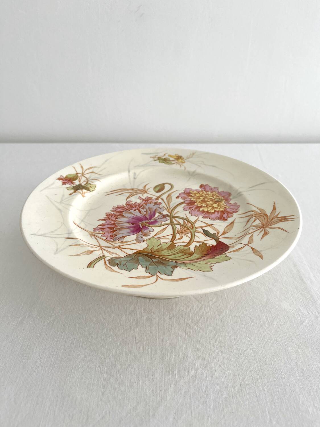 Low polychrome ironstone compote dish "Poppy" KG Lunéville