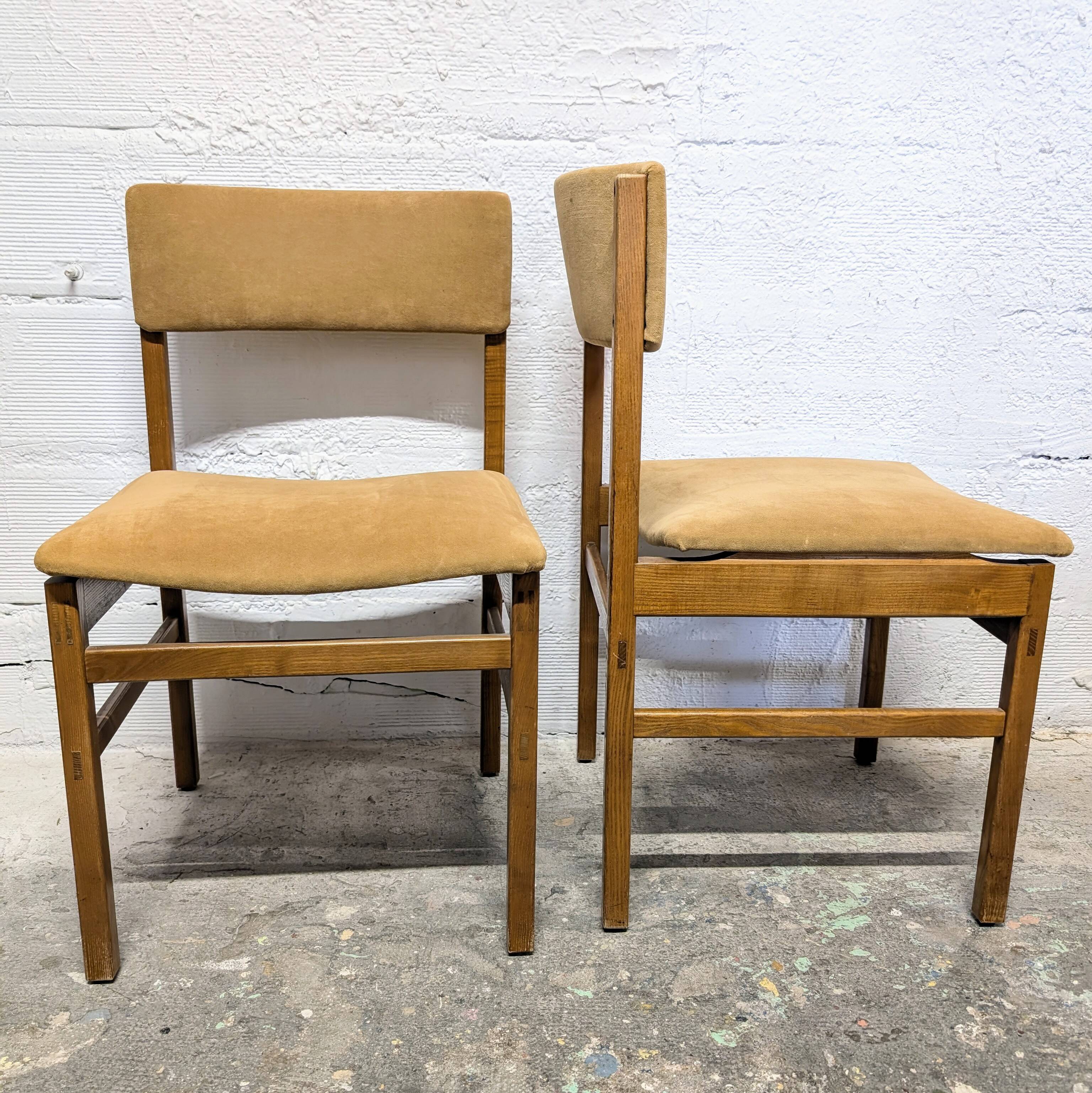 Pair of vintage velvet and wood chairs