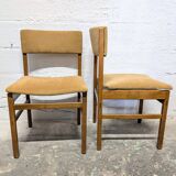 Pair of vintage velvet and wood chairs