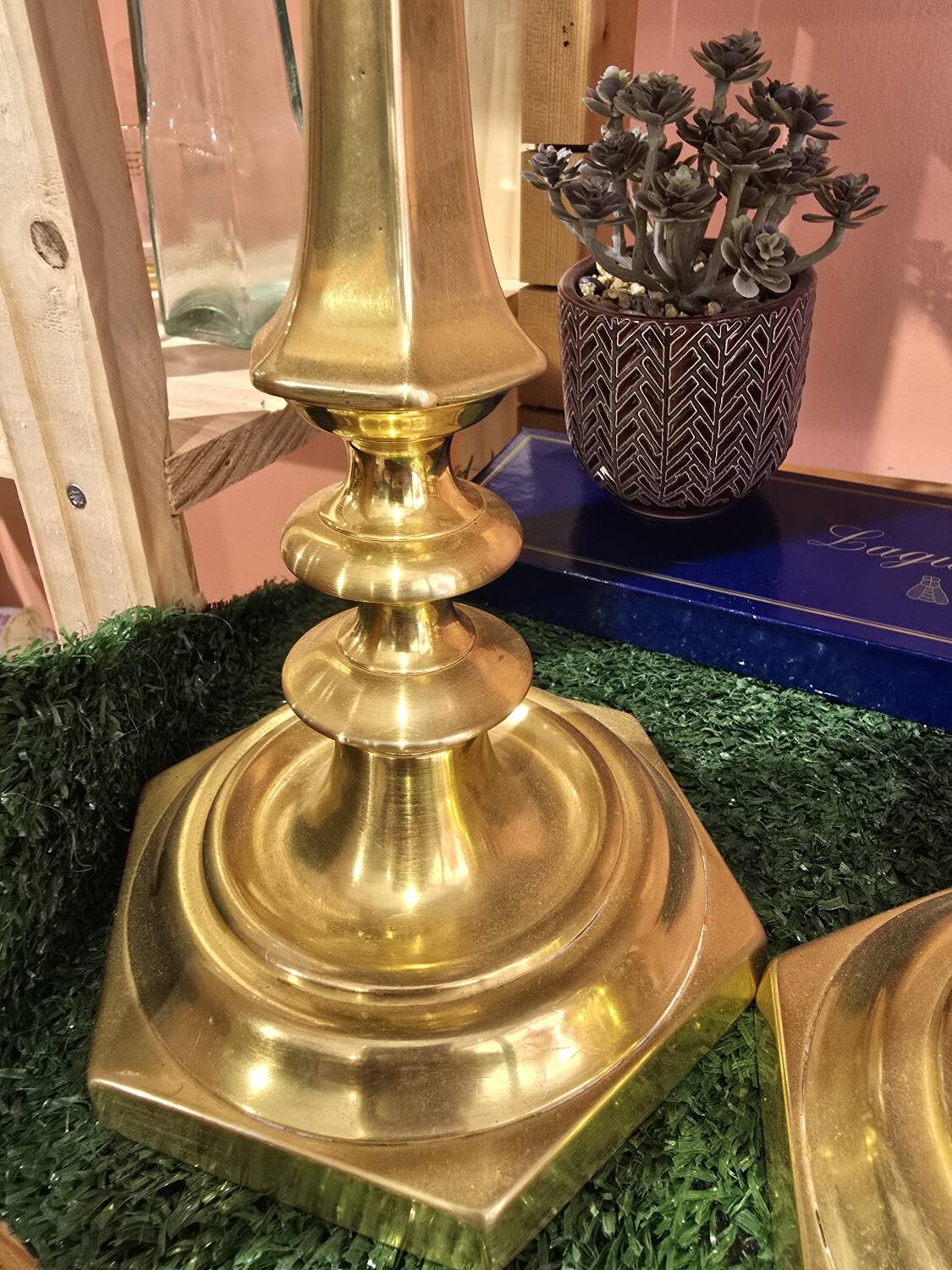 Pair of gilded brass candlesticks