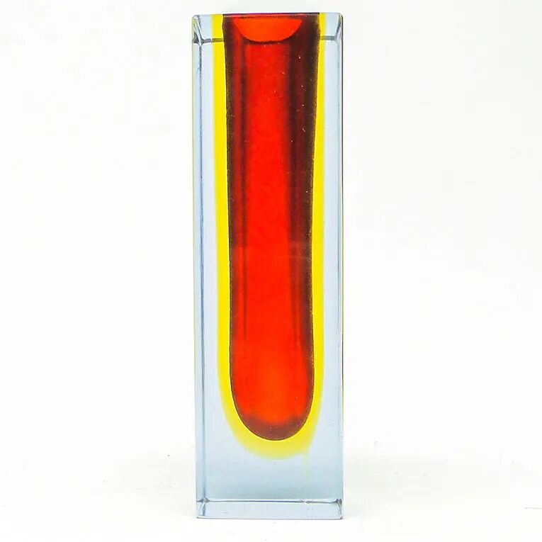 Vase Sommerso, design moderne du milieu du siècle, en verre, conçu par F. Poli, Italie, années 1950.
