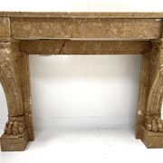 Napoleon III fireplace with claw feet in speckled marble, 19th century.