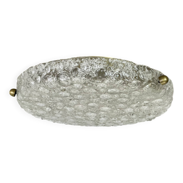 Large 40cm Murano Ice Glass Flushmount Wall Light by Hillebrand Leuchten, 1