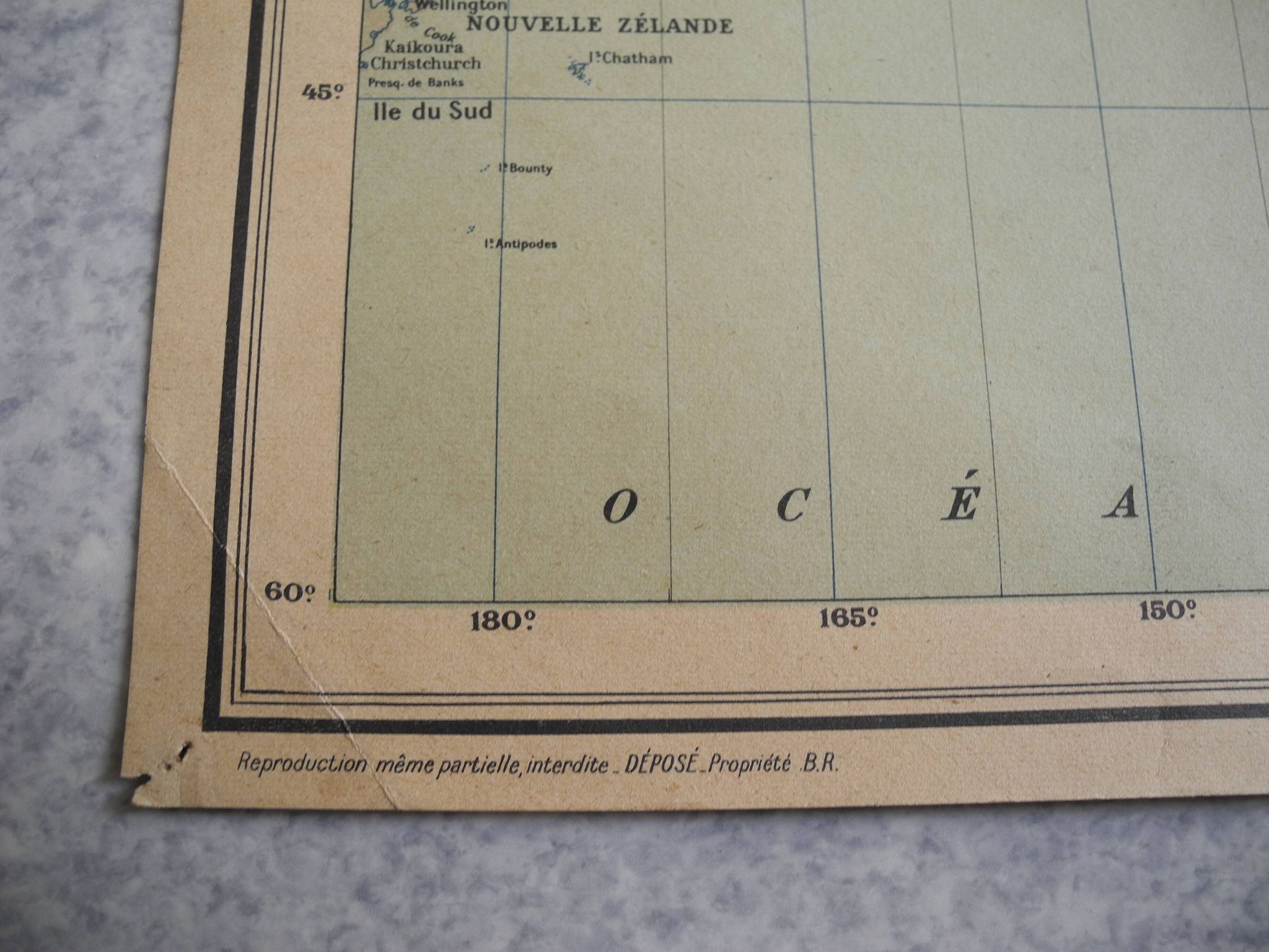 Planisphere map time zones blondel paris old french map time zone 30s