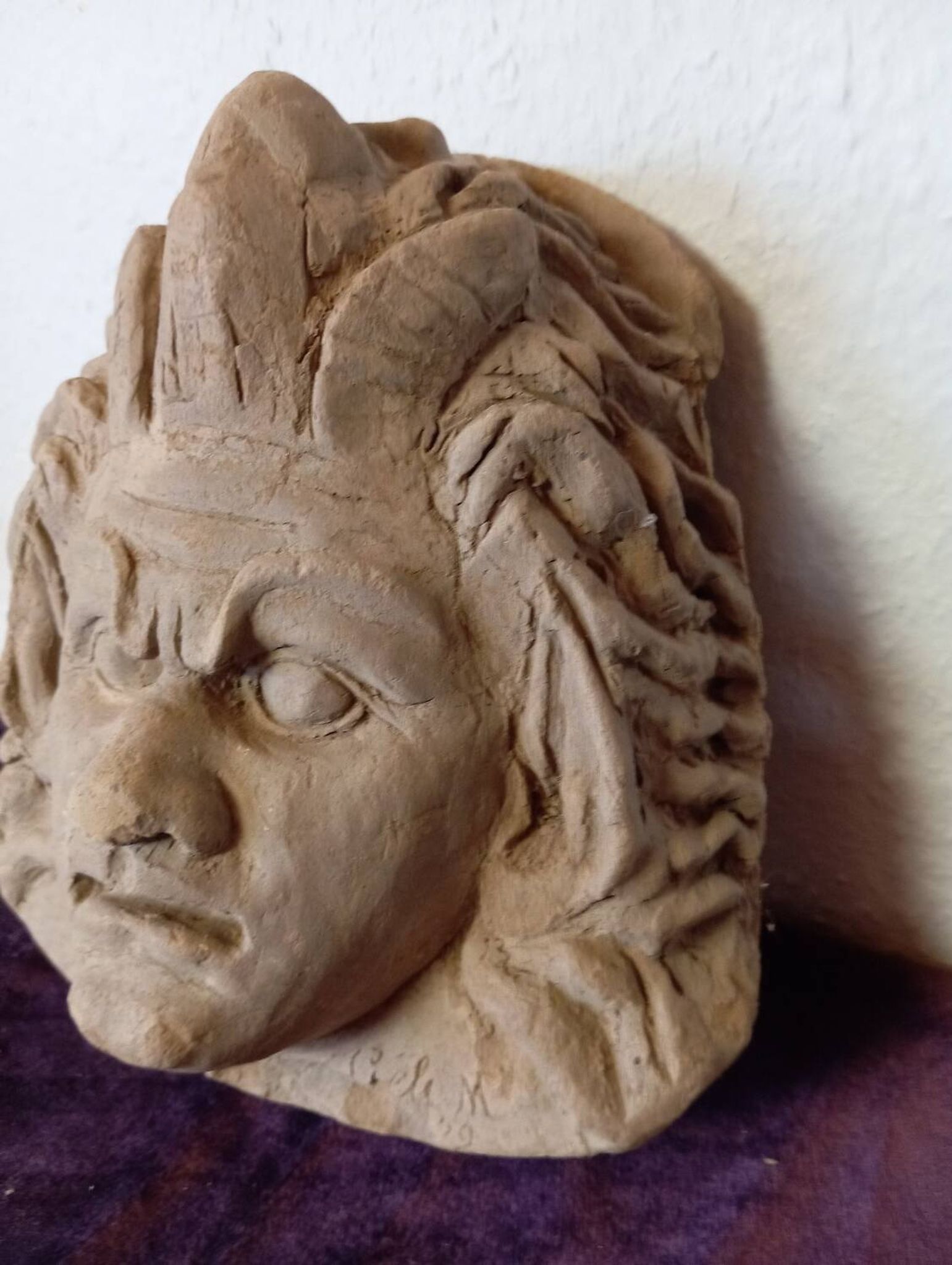 Sculpture argile terre cuite tête