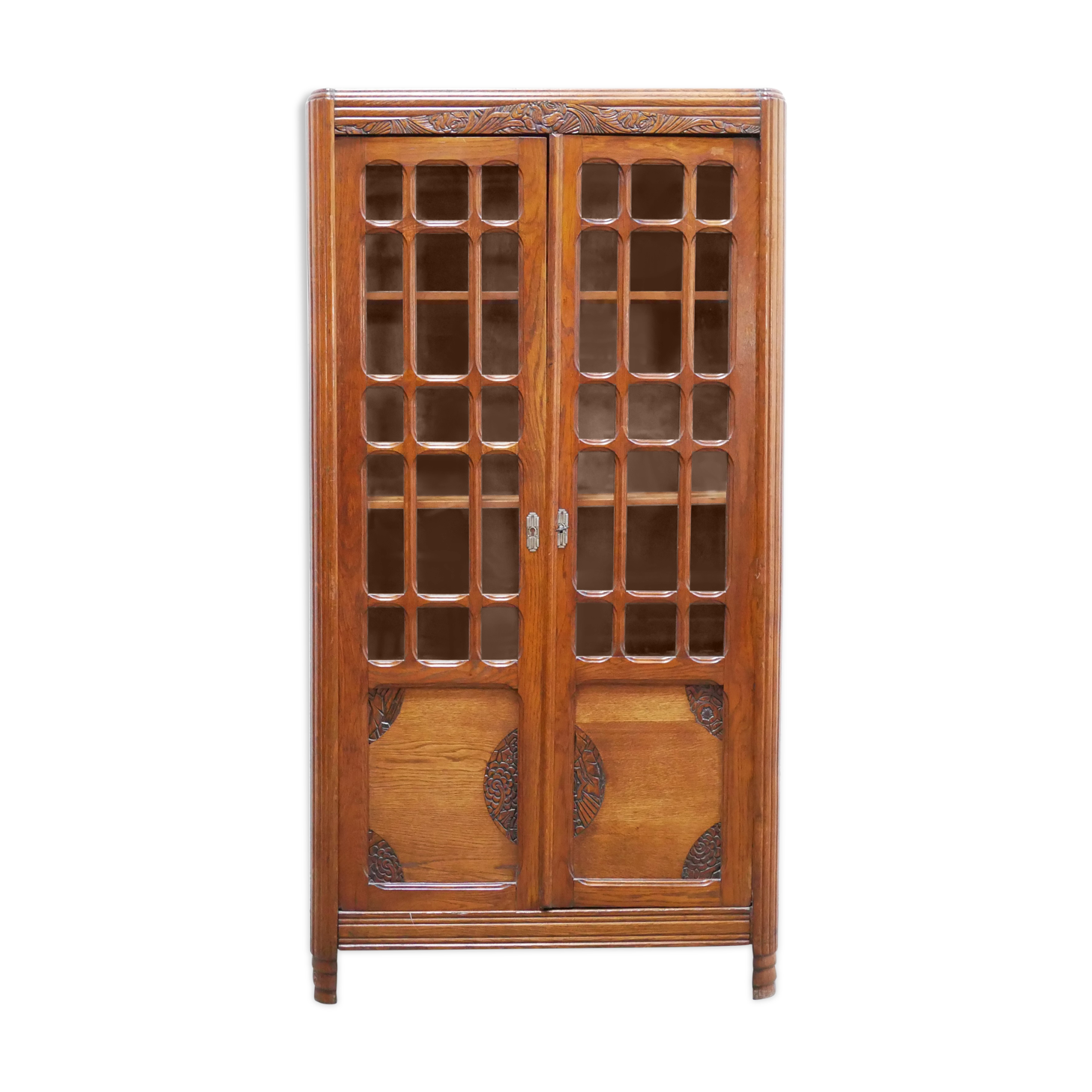 Vintage wooden showcase cabinet