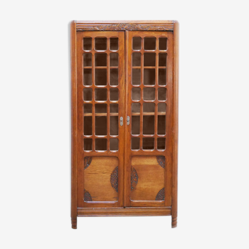 Vintage wooden showcase cabinet