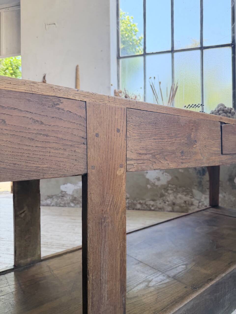 Table de gantier drapière 1900 chêne massif 330cm XL