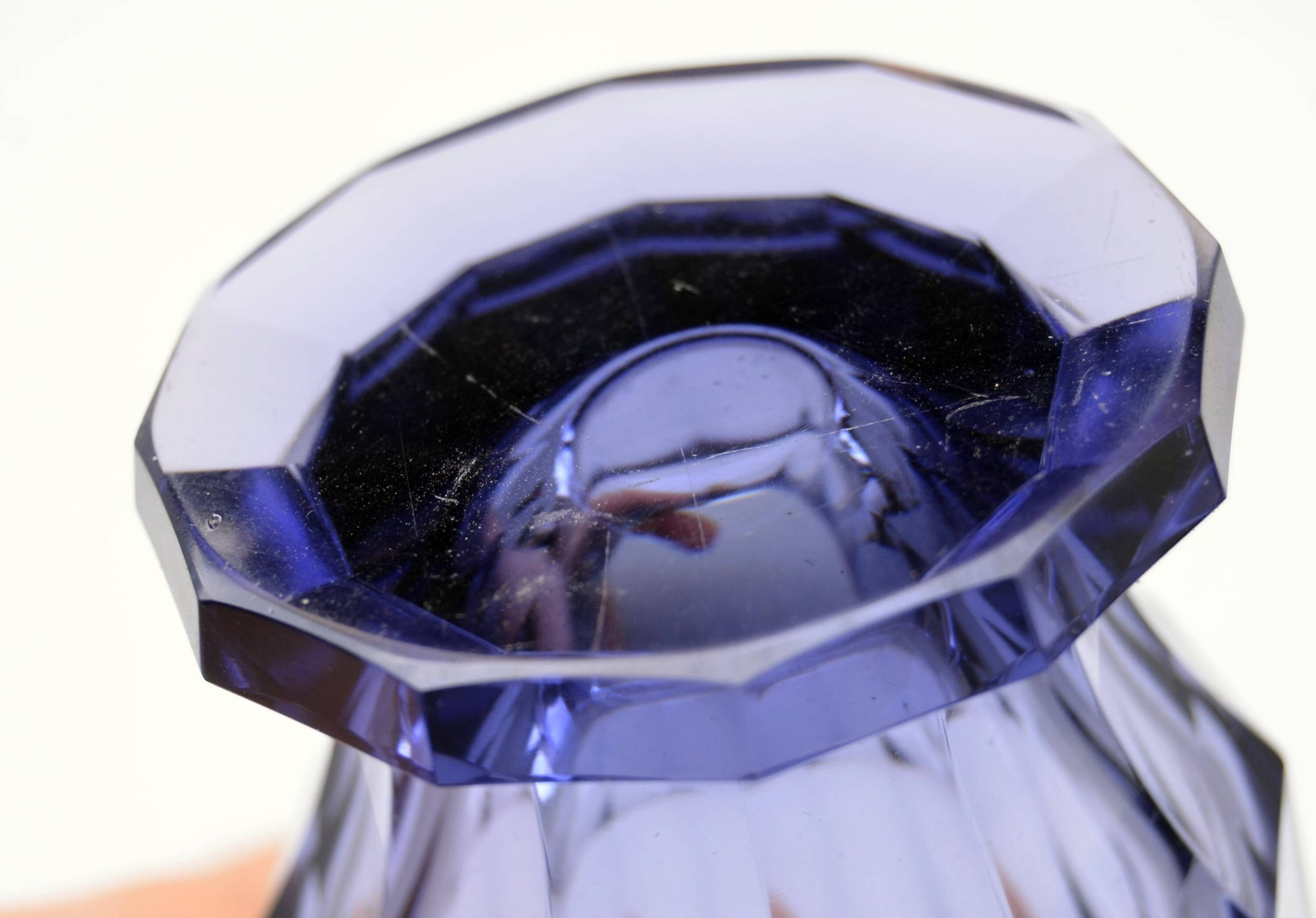 Czech Bohemian Hand Painted Amethist Crystal Goblet or Vase by Moser