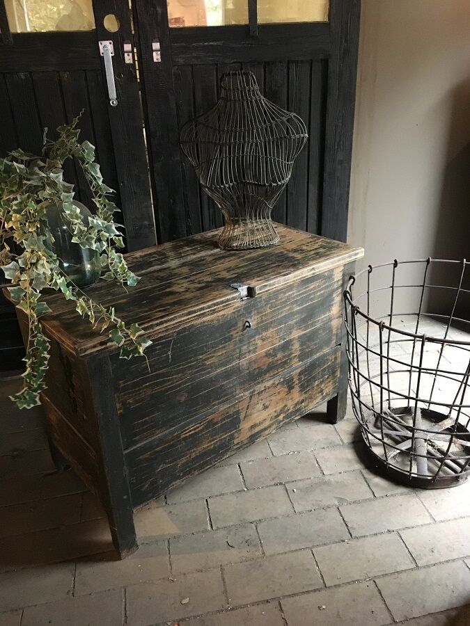 Old patinated wooden chest early 20th century