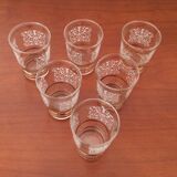 Set of 6 glasses decorations in relief arabesques white edges gilded - vintage