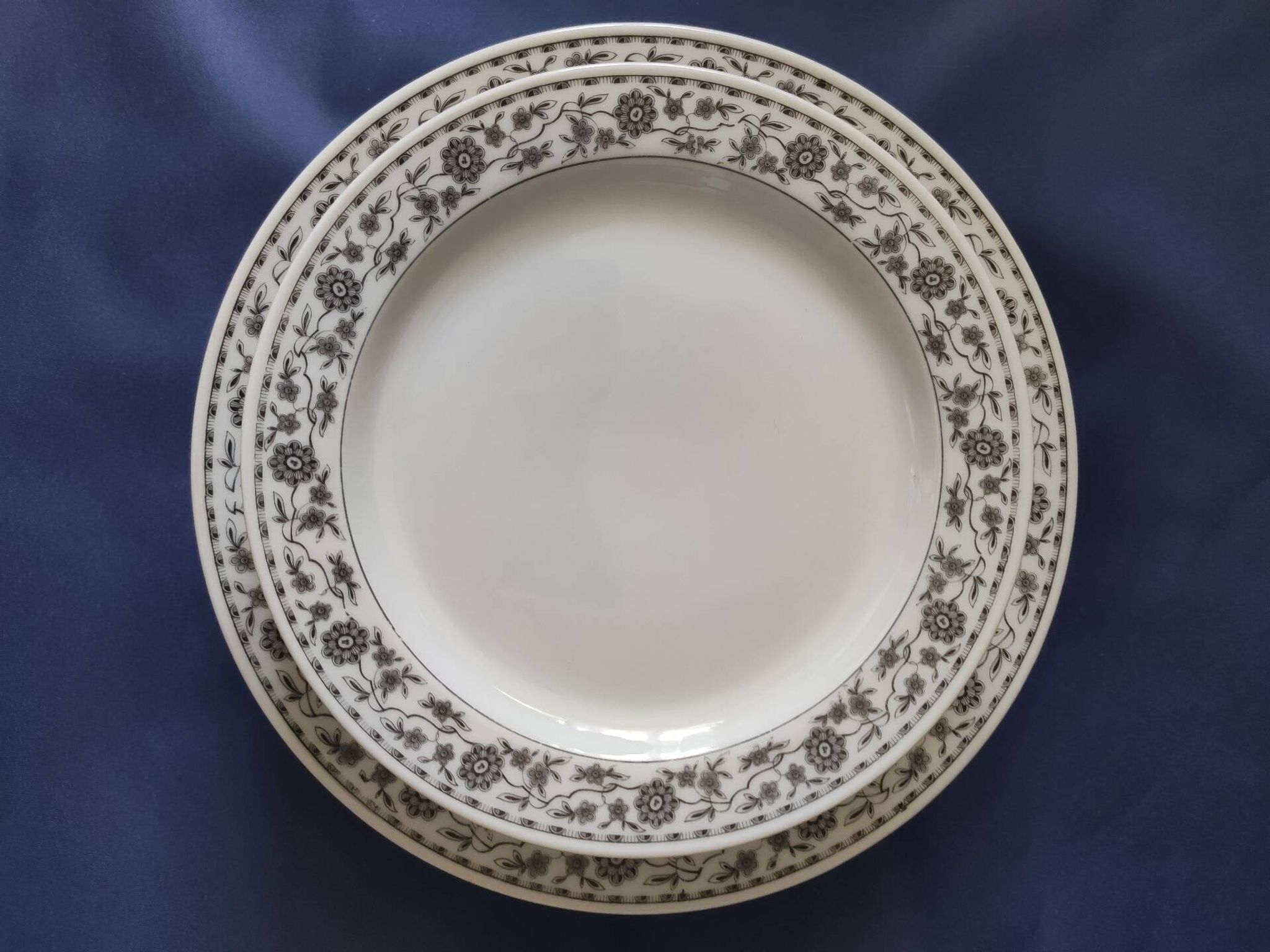 Set of 6 dinner plates and 4 dessert plates, made of porcelain.