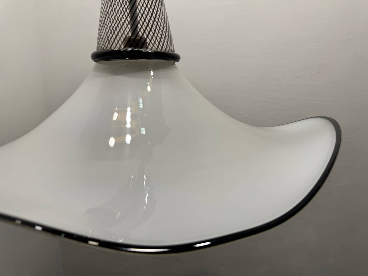 Large Black and White Murano Glass Light Pendant 1970’s