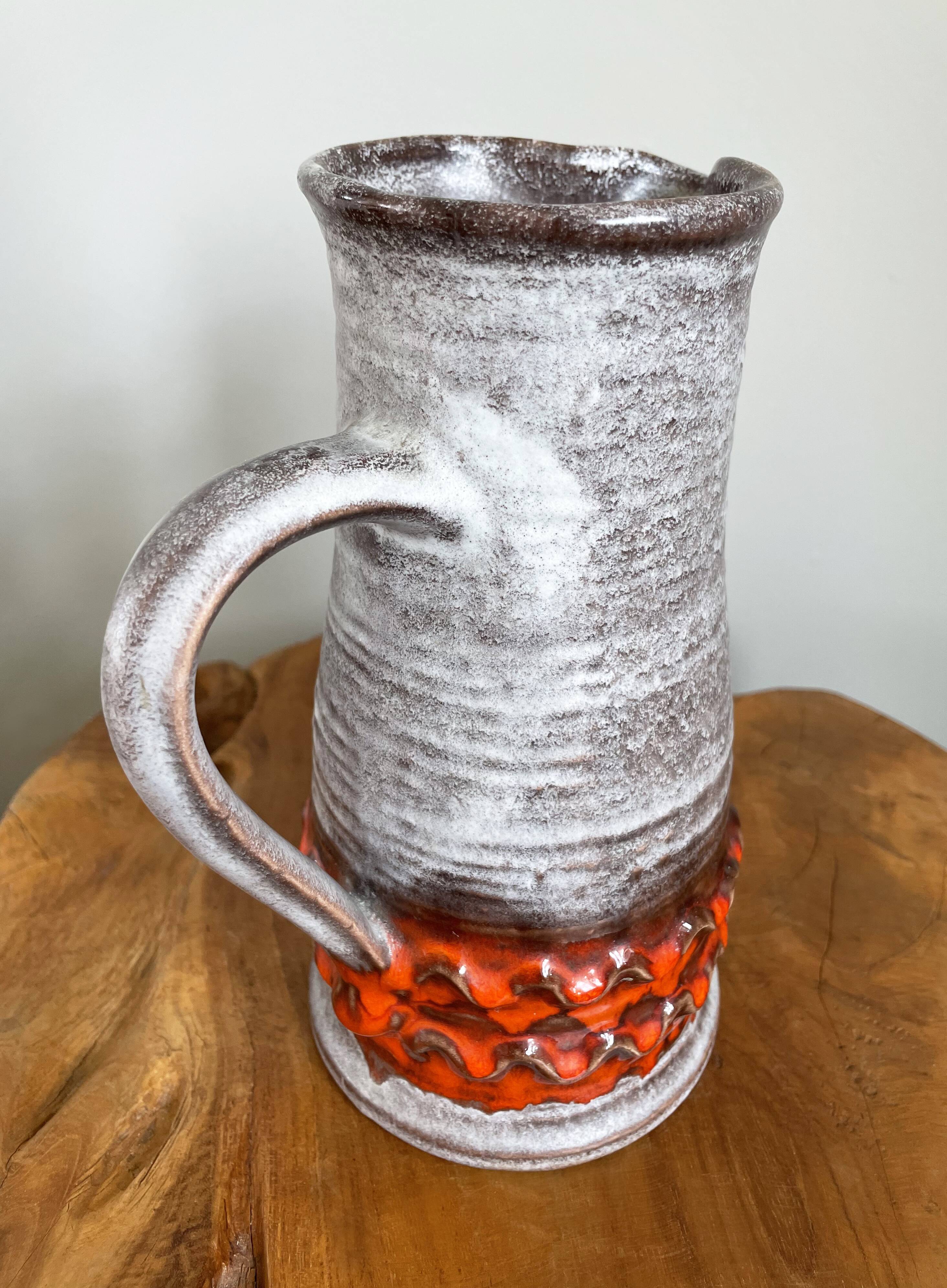 Jasba orange-grey vase/jug, bunte welt der keramik (colorful world of ceramics), west german pottery