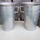Old pair of aluminum champagne buckets vintage kitchen utensil #a682