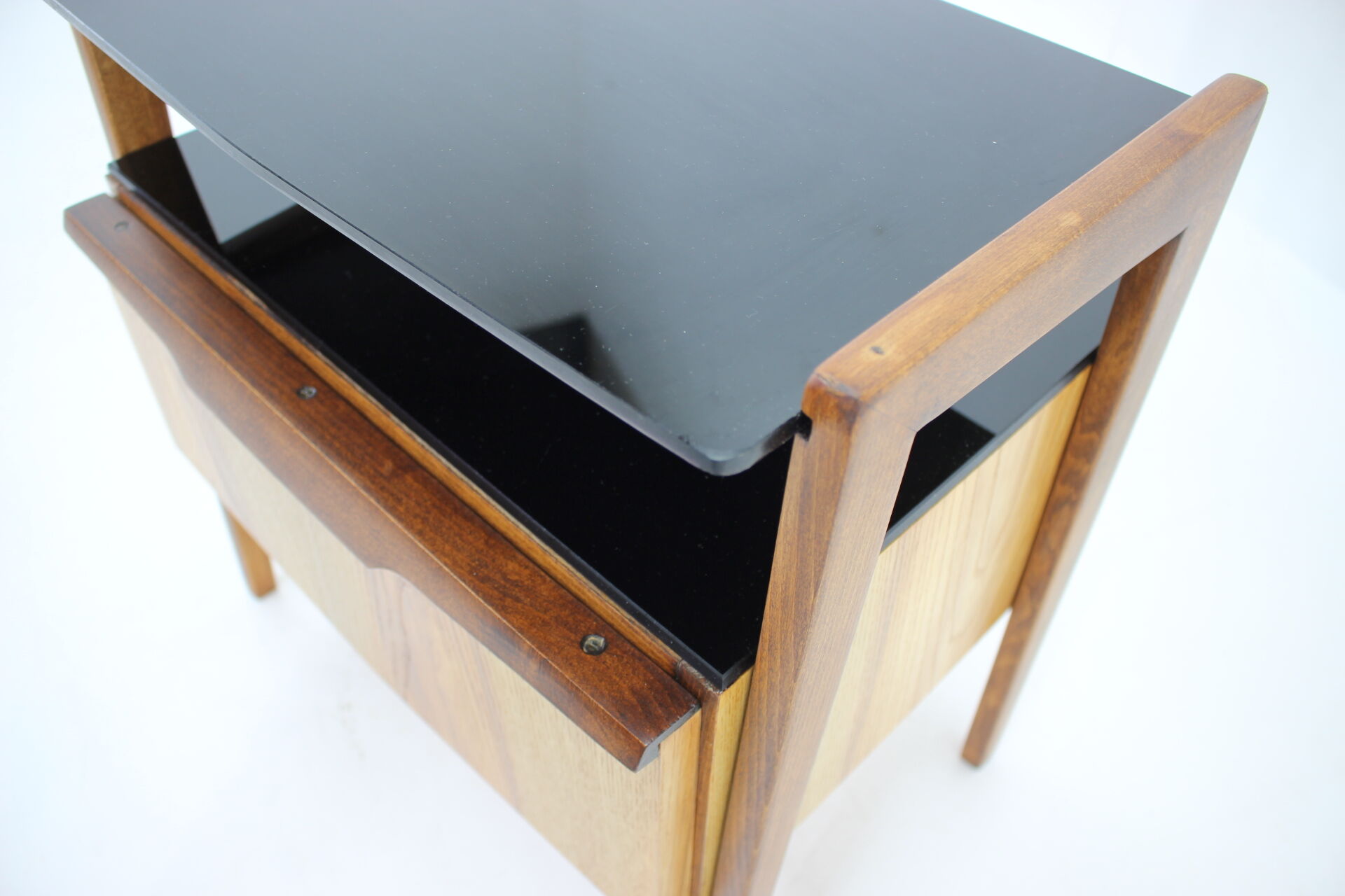 1960s pair of restored bedside tables, czechoslovakia