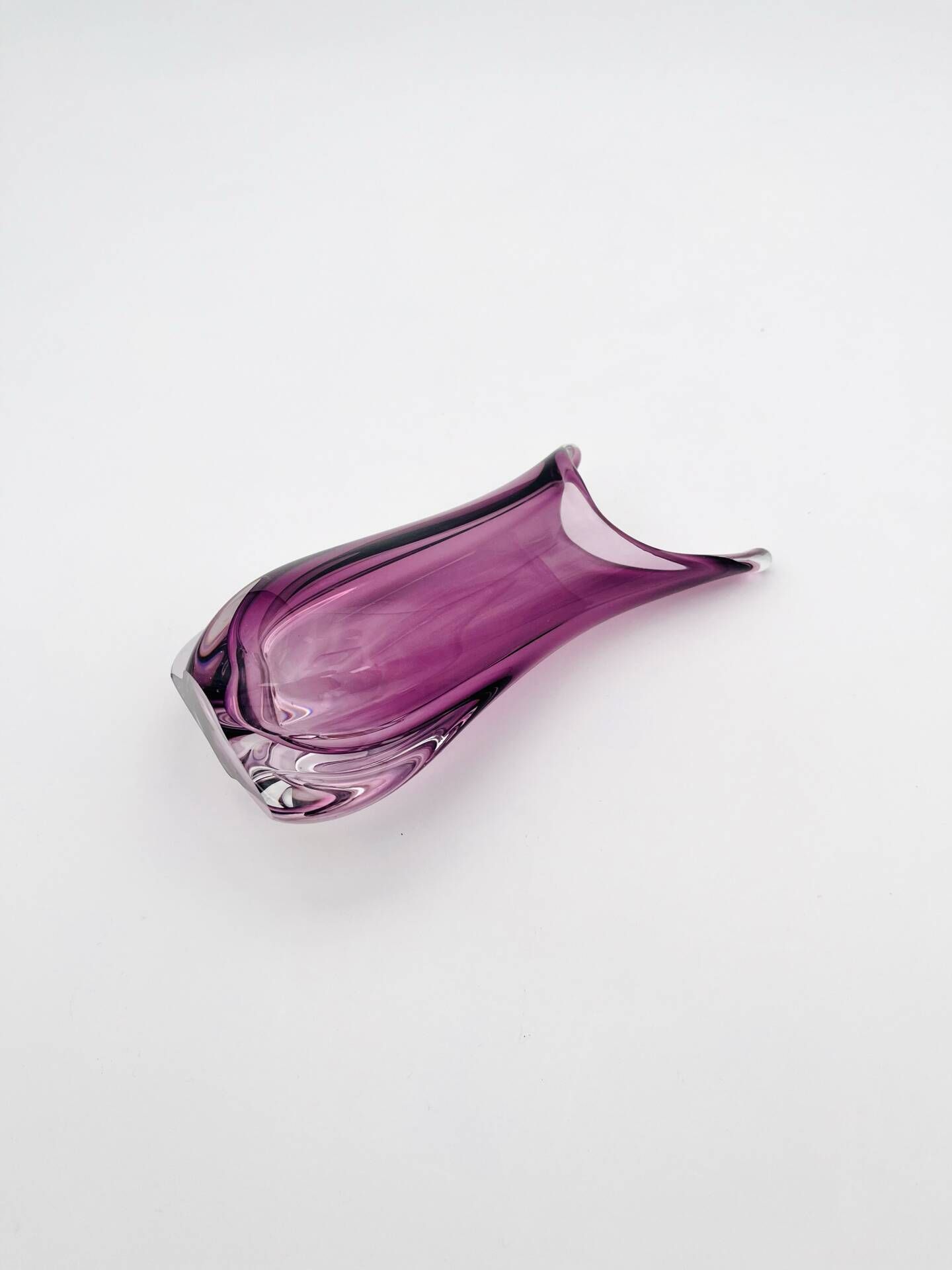 Murano Sommerso Vase Sculptural Organic Amethyst