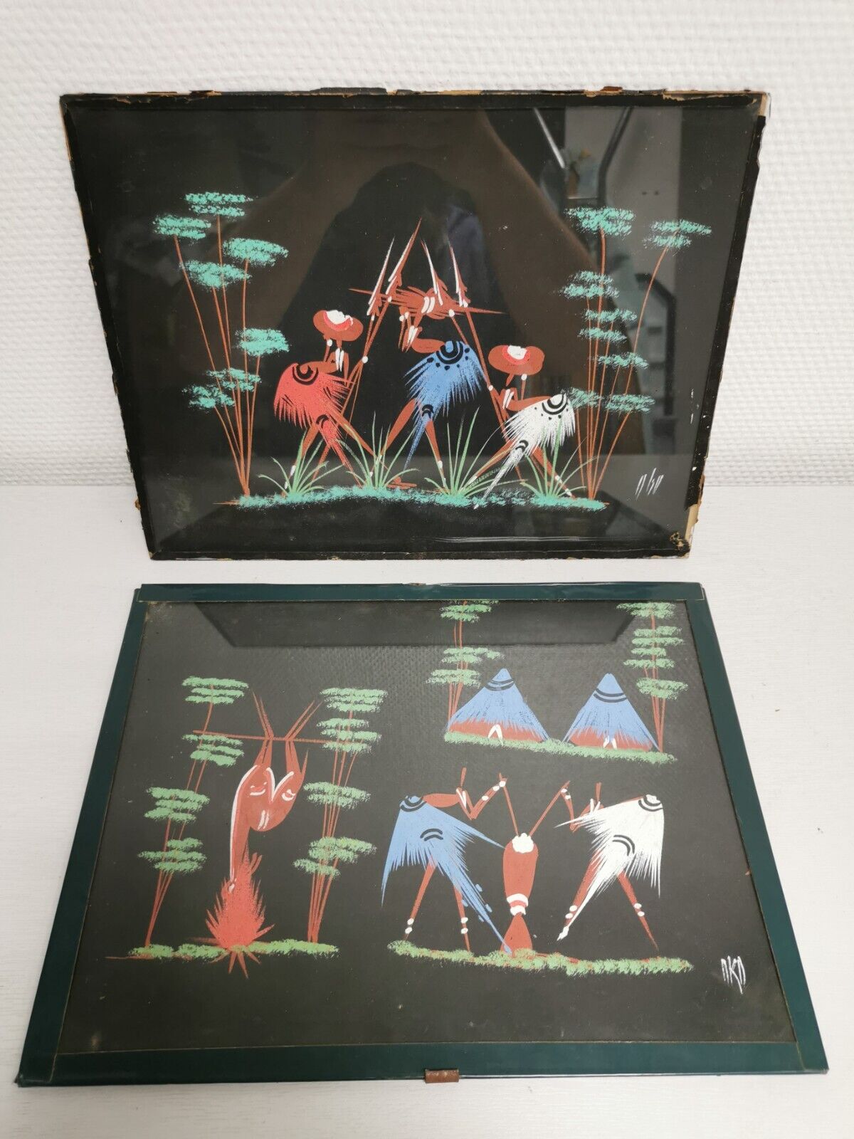 Lot of 2 paintings africa vagen, tribal ...