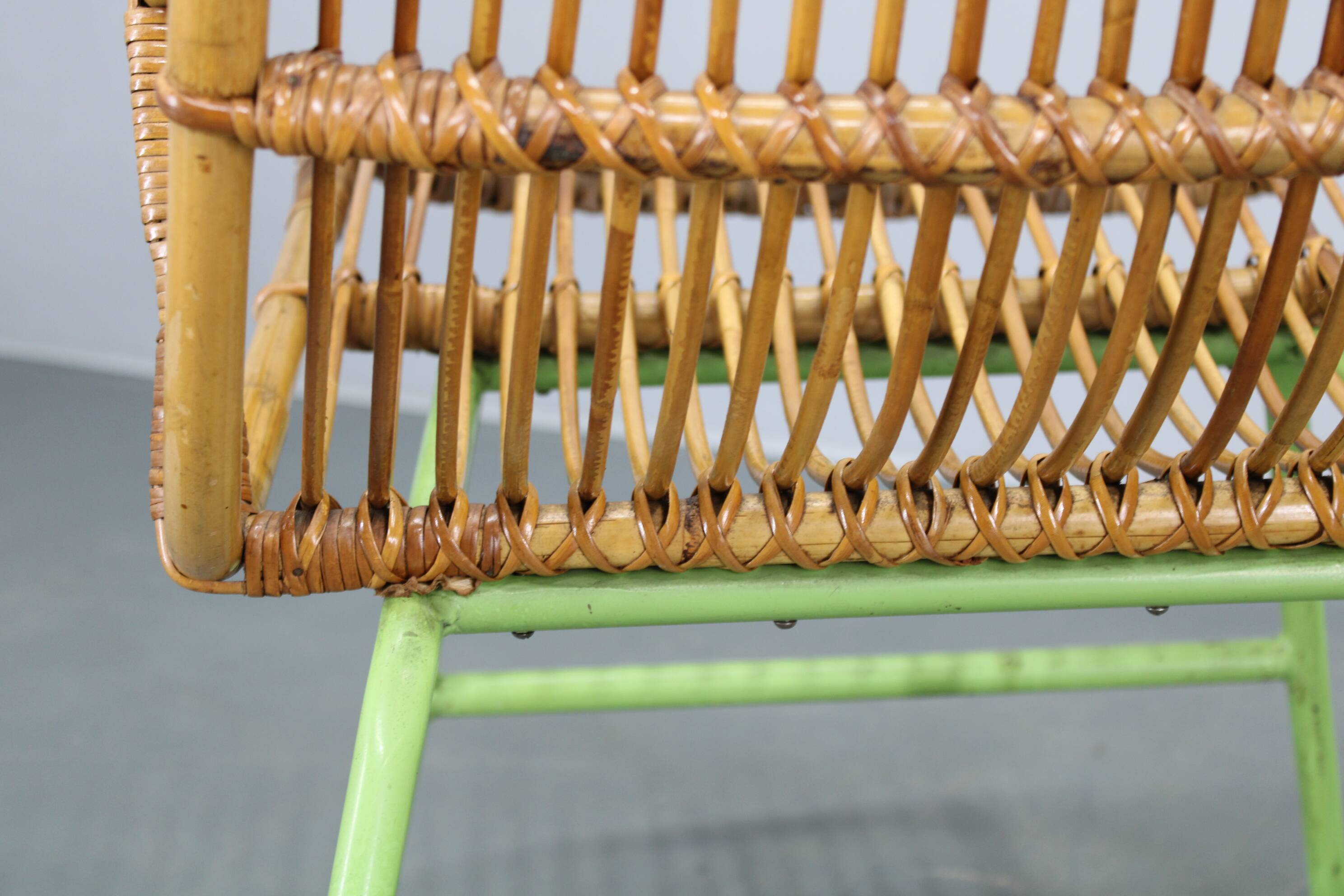 Rare pair of Alan Fuchs for ULUV rattan lounge chairs, Czechoslovakia, 1960s