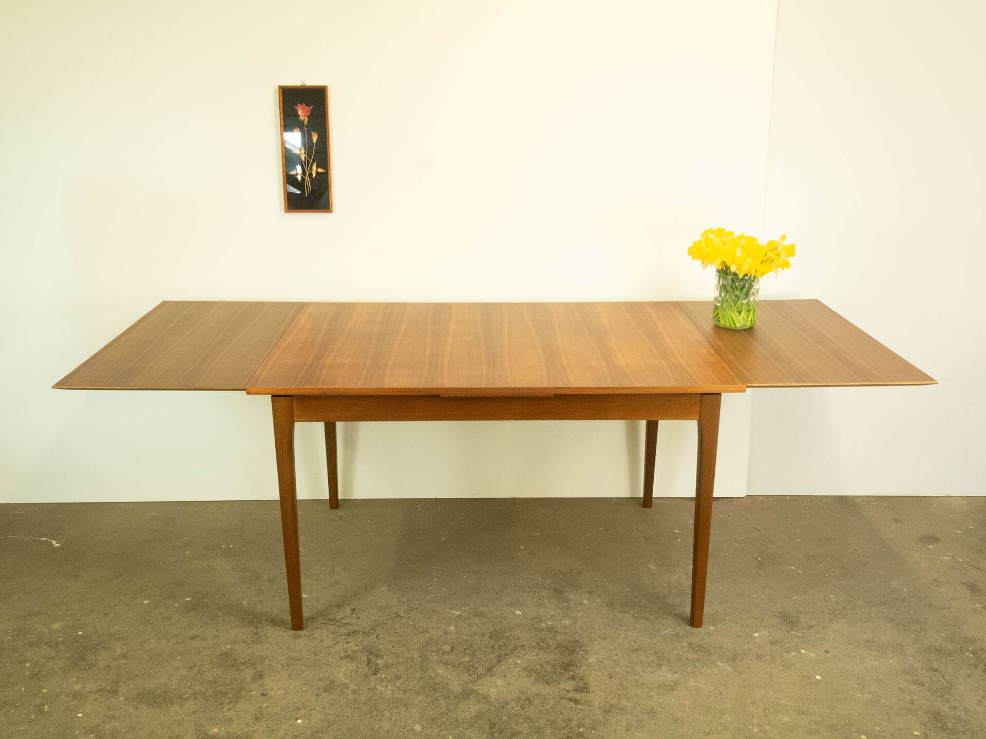 Extendable dining table by Lübke, walnut, beech, vintage from the 60s