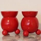 Pair of Swedish Dala Ball Candle holders
