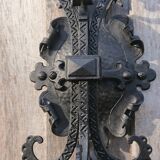 Pair of black wrought iron sconces - neo-Gothic style - from the 1950s